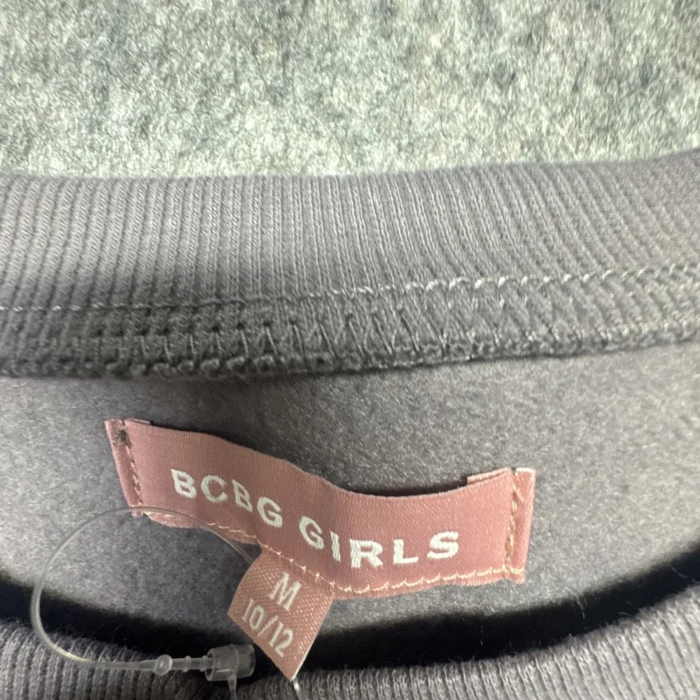 BCBG Girls 2pc Set Gray Rainbow Sweatshirt Black Glitter Leggings Size M 10/12